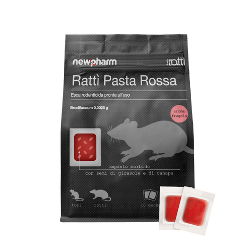 Appât antiparasitaire rodenticide pour souris et rats Ratti Pasta Rossa 150 gr