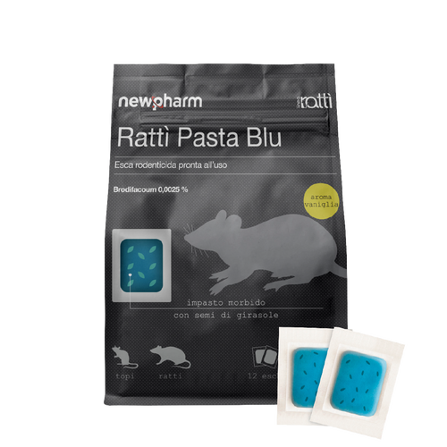 Esca rodenticida derattizzante per topi e ratti Ratti Pasta Blu 150 gr