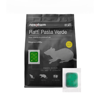 Esca rodenticida derattizzante per topi e ratti Ratti Pasta Verde 150 gr