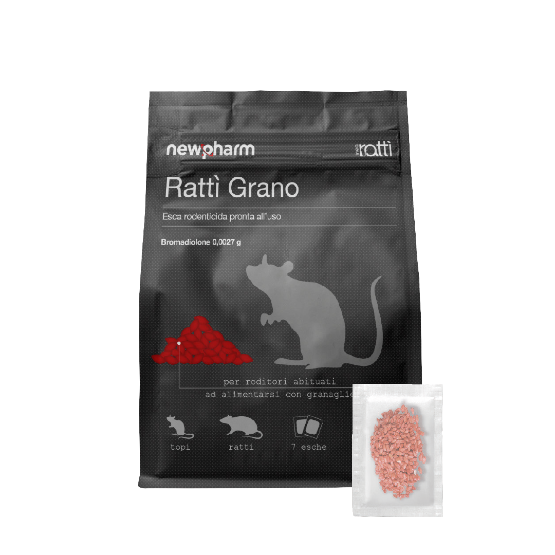 Esca rodenticida derattizzante per topi e ratti Rattì Grano 140 gr