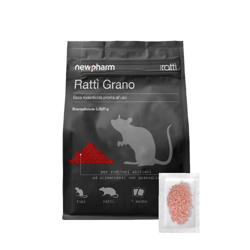 Esca rodenticida derattizzante per topi e ratti Rattì Grano 140 gr