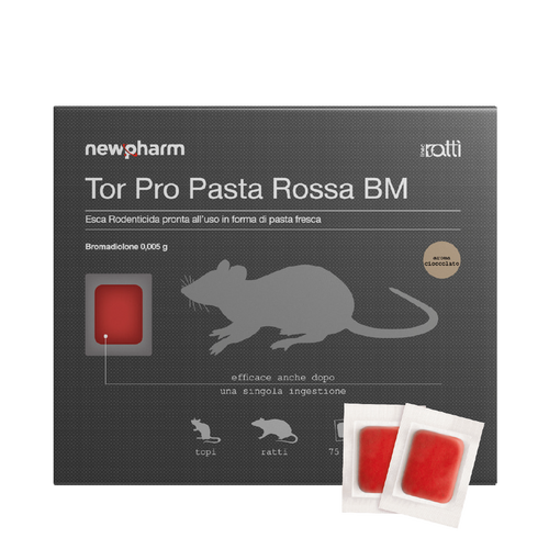 Esca rodenticida derattizzante per topi e ratti Tor Pro Pasta Rossa 1,5 kg