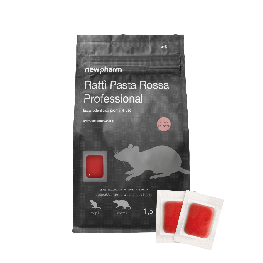 Esca rodenticida derattizzante per topi e ratti Rattì Pasta Rossa 1,5 kg