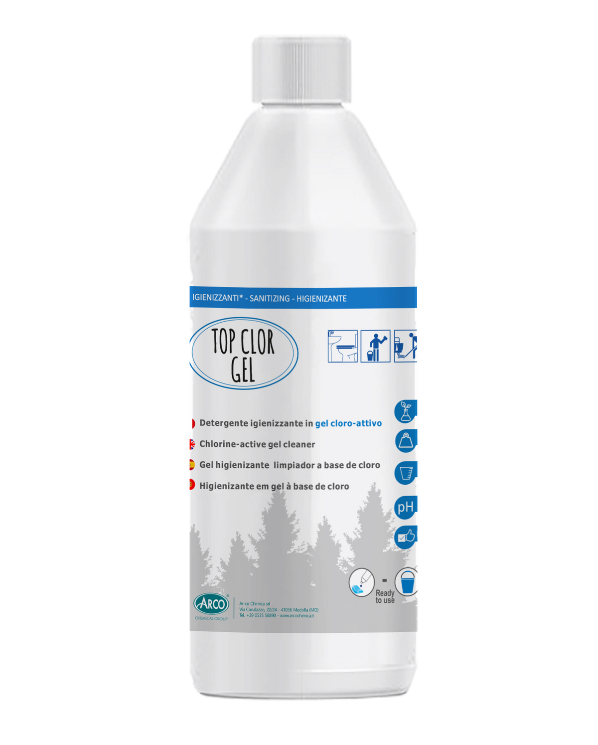 Detergente igienizzante gel clorattivo Arco Chimica Top Clor Gel 12x750 ml