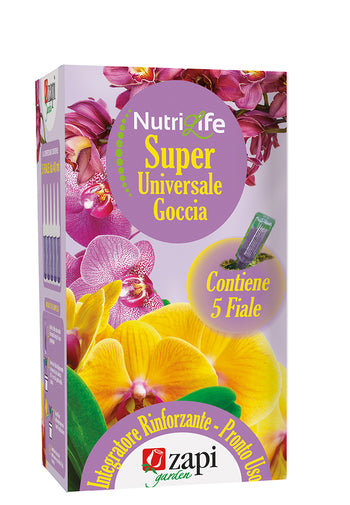 Concime liquido in fiale per piante verdi e fiorite Zapi Nutrilife Super Universale Goccia 5 fiale da 40 ml