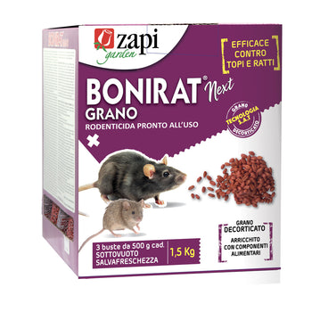 Esca rodenticida in grano per topi e ratti Zapi Bonirat Next Grano 1,5 kg (3 buste)