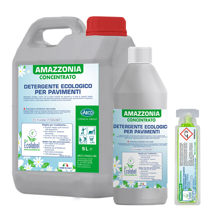 Manutentore Ecolabel concentrato inodore per pavimenti in monodose Arco Chimica Amazzonia Concentrato Inodore confezione 160 monodosi da 15 ml