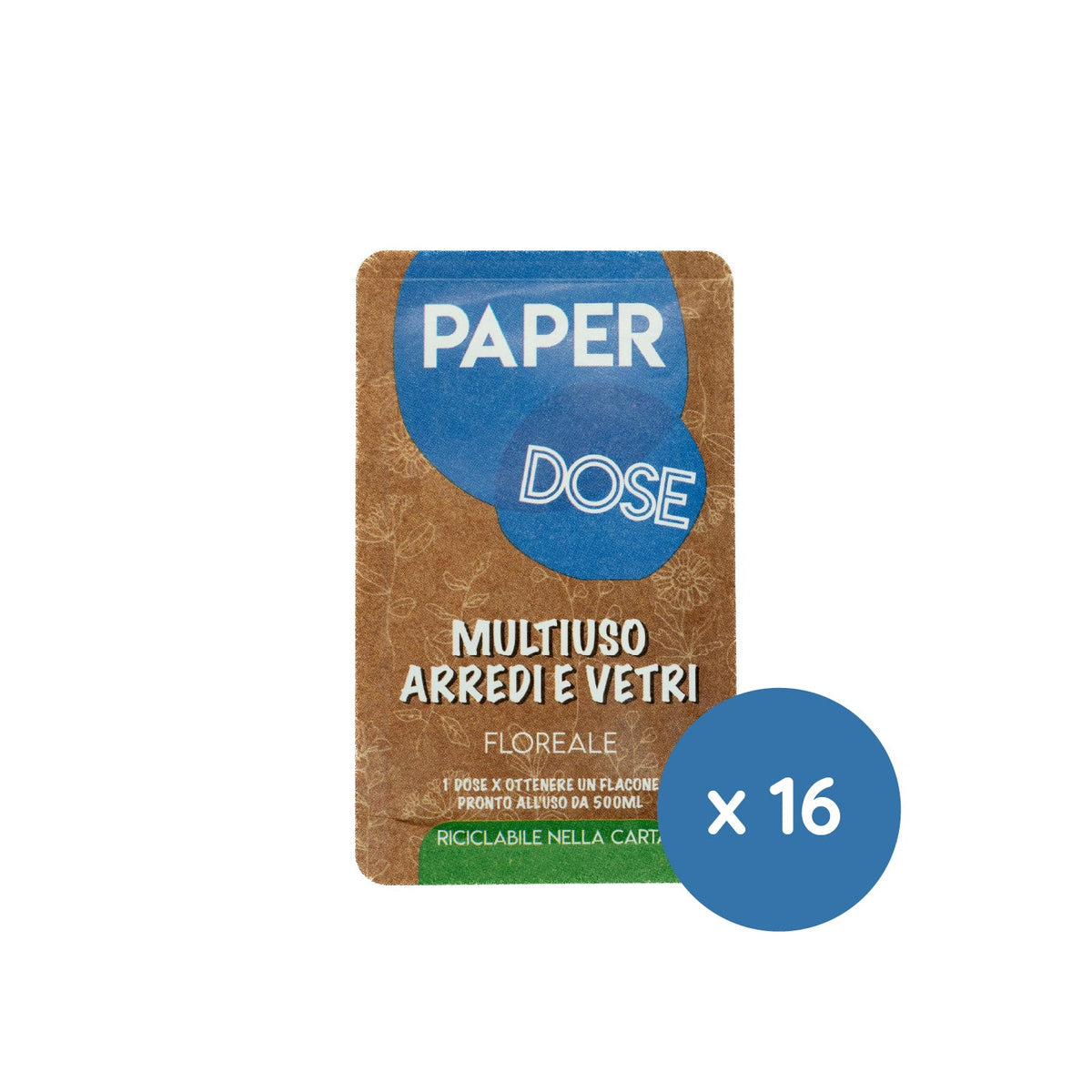 Detergente multiuso per arredi e vetri in monodose riciclabile nella carta Arco Chimica Paper Dose Multiuso Arredi e Vetri confezione 80 monodosi da 15 ml