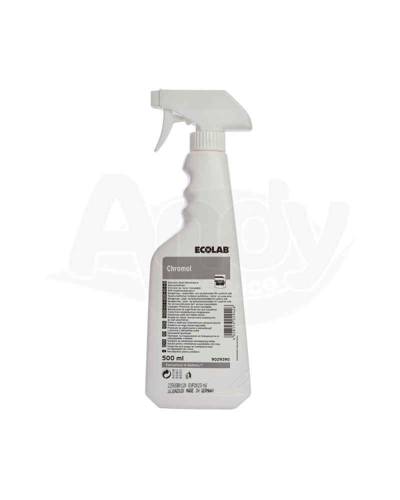 Lucidante protettivo per acciaio inox Ecolab Chromol 6x500 ml