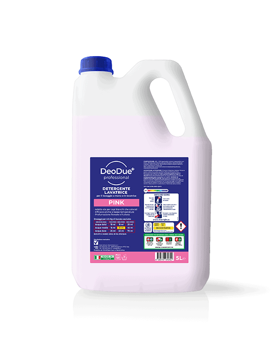 Detersivo liquido profumato per lavatrice Vebi DeoDue+ Professional Lavatrice Pink tanica 5 litri