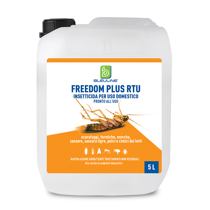Insetticida liquido pronto all'uso per insetti volanti e striscianti Bleu Line Freedom Plus RTU 5 litri