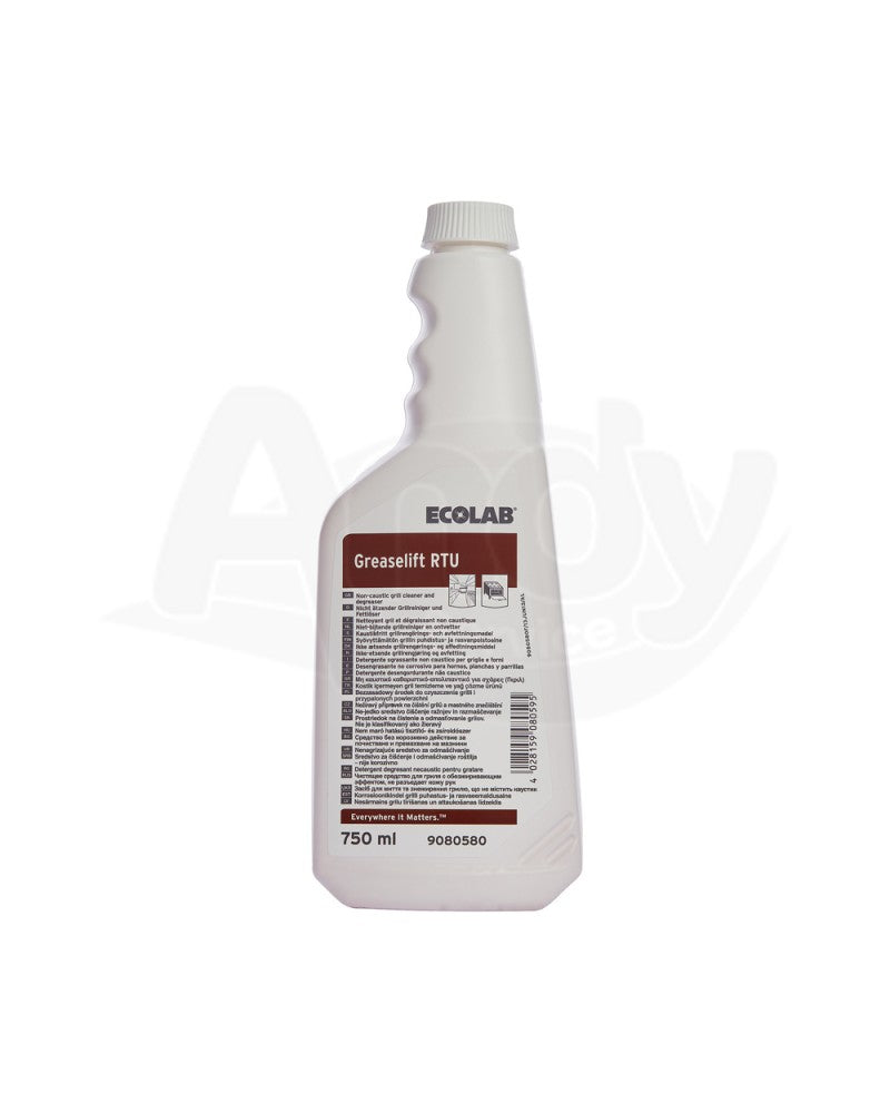 Sgrassante superconcentrato per piastre e forni Ecolab Greaselift RTU 6x750 ml