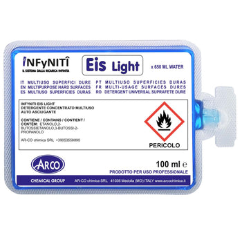 Pulitore multiuso autoasciugante in monodose superconcentrata Arco Chimica Infyniti Eis Light confezione 60 monodosi da 100 ml
