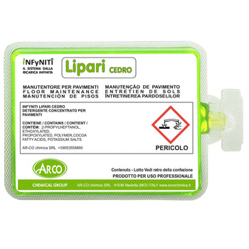 Detergente manutentore profumato al cedro in monodose superconcentrata Arco Chimica Infyniti Lipari Cedro confezione 160 monodosi da 15 ml