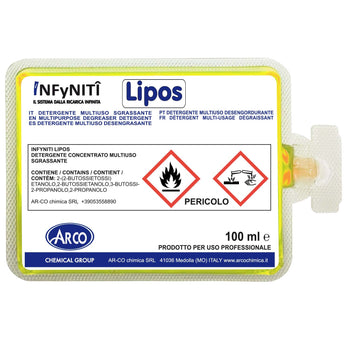 Sgrassante rapido autoasciugante in monodose superconcentrata Arco Chimica Infyniti Lipos confezione 60 monodosi da 100 ml