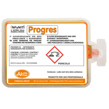 Detergente superattivo per gres in monodose superconcentrata Arco Chimica Infyniti Progres confezione 60 monodosi da 100 ml