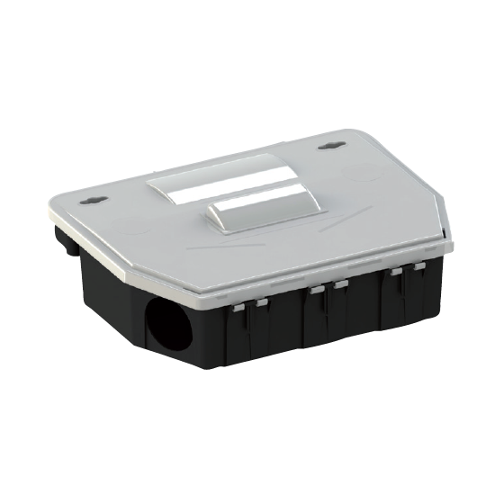 Erogatore di sicurezza per esche rodenticide Bleu Line IRT Box Rat UV trasparente