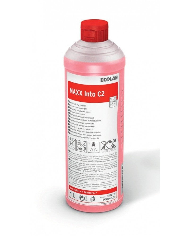 Detergente acido concentrato Ecolabel per sanitari Ecolab MAXX Into S 1 litro