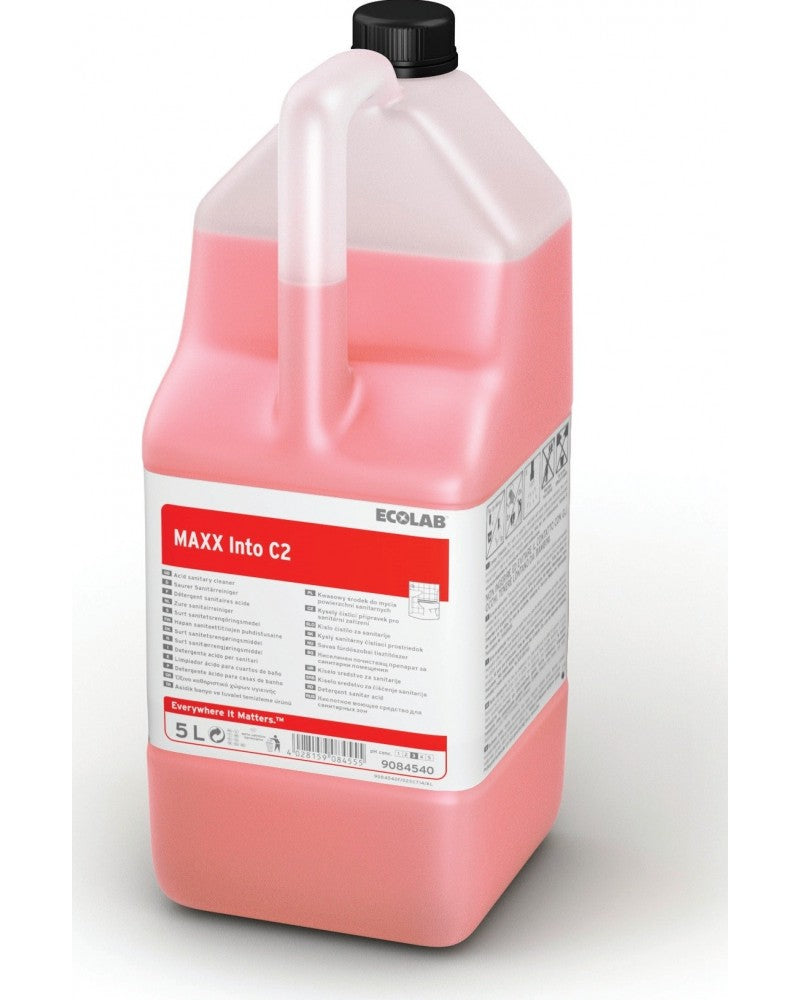 Detergente acido concentrato Ecolabel per sanitari Ecolab MAXX Into S 5 litri