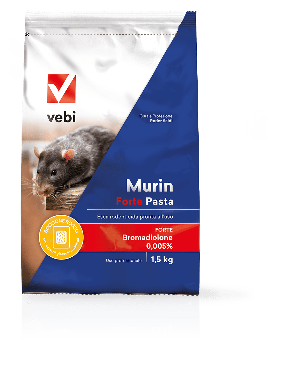 Esca rodenticida derattizzante per topi e ratti Vebi Murin Forte Pasta 1,5 kg