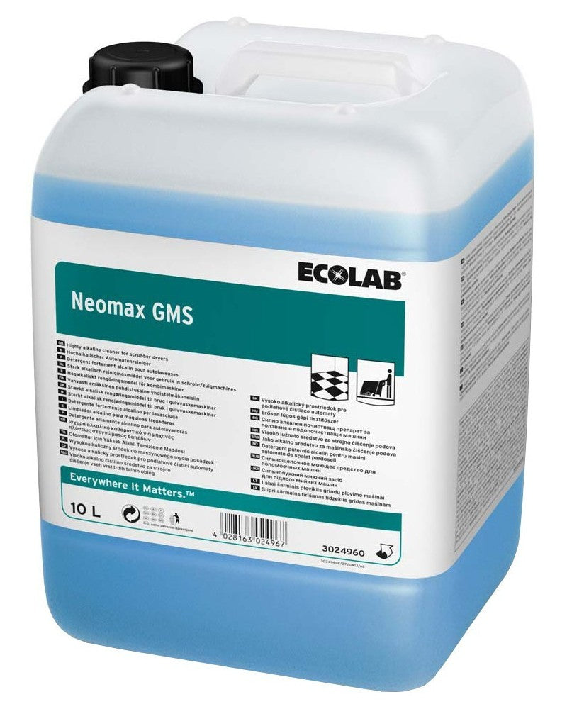 Detergente alcalino sgrassante per pavimenti microporosi Ecolab Neomax GMS 10 litri