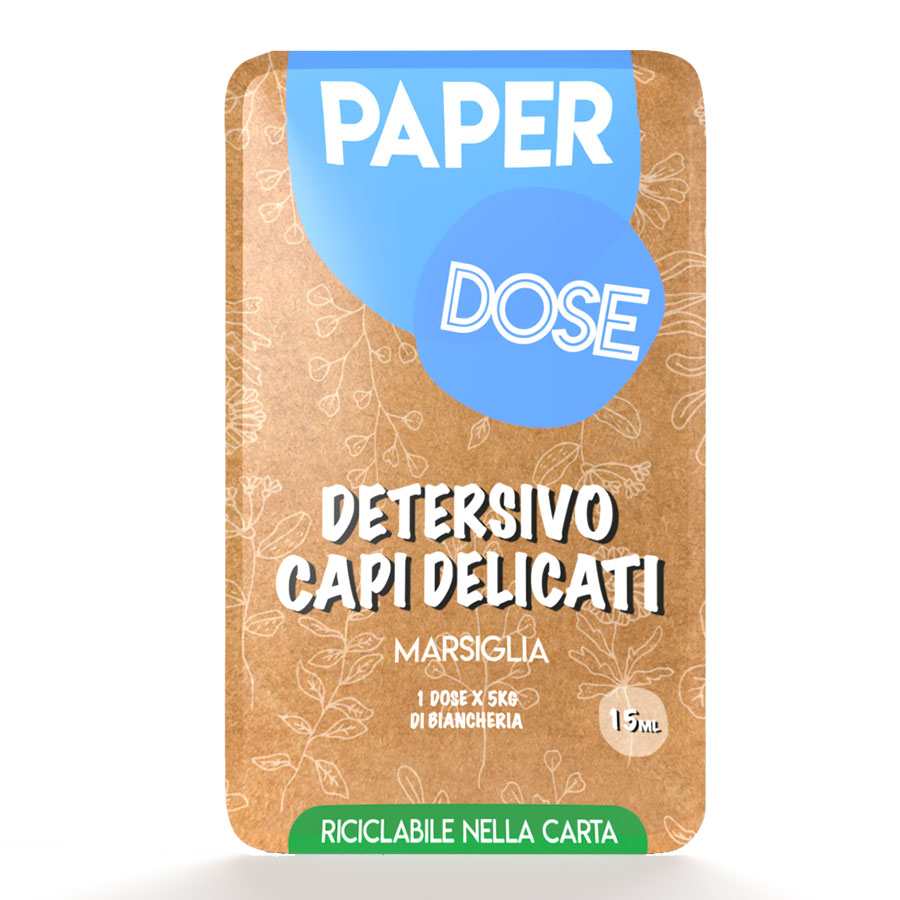 Detersivo per capi delicati in monodose riciclabile nella carta Arco Chimica Paper Dose Detersivo Capi Delicati confezione 80 monodosi da 15 ml