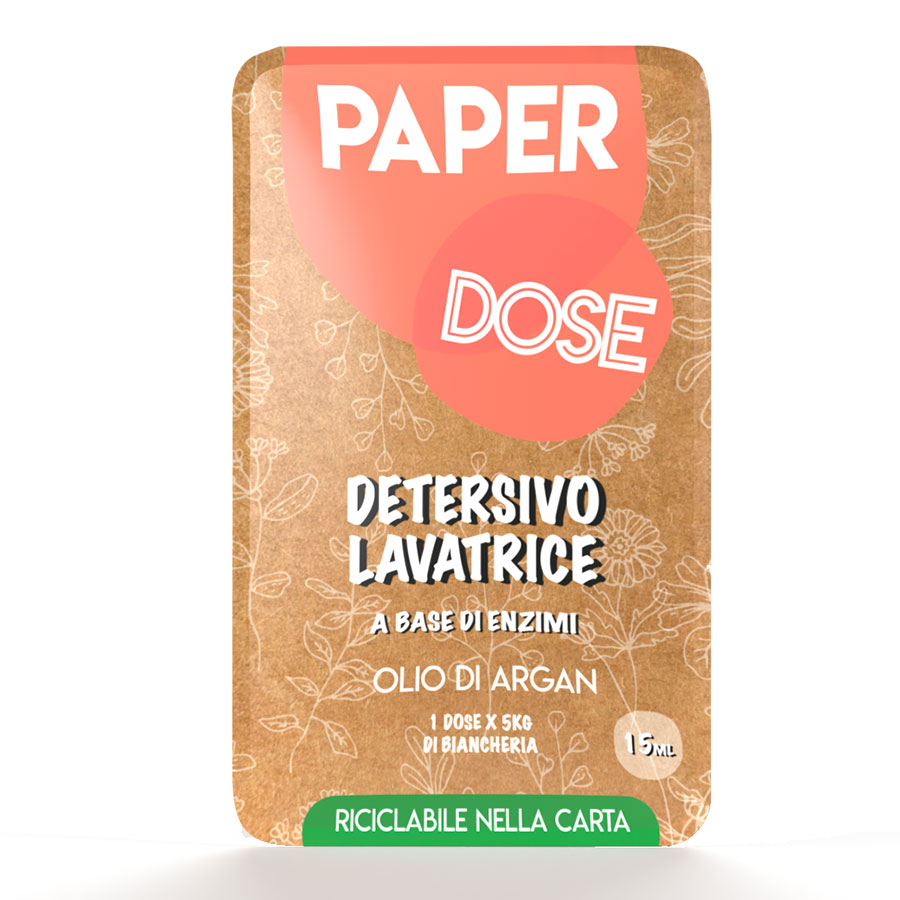 Detersivo per lavatrice in monodose riciclabile nella carta Arco Chimica Paper Dose Detersivo Lavatrice confezione 80 monodosi da 15 ml