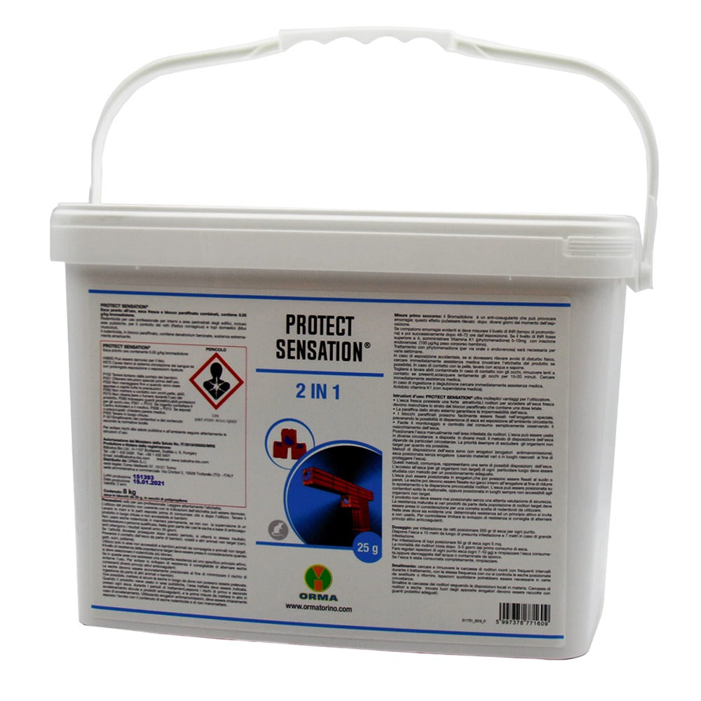 Esca rodenticida derattizzante per topi e ratti Orma Protect Sensation 8 kg
