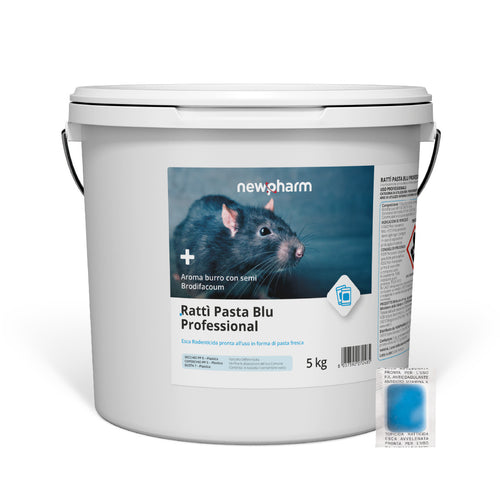 Esca rodenticida derattizzante per topi e ratti Ratti Pasta Blu 5 kg