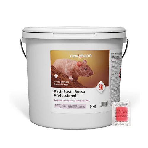Esca rodenticida derattizzante per topi e ratti Ratti Pasta Rossa 5 kg