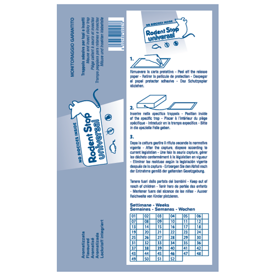 Trappola collante in plastica per topi e insetti Bleu Line Rodent Stop Universal confezione da 100 pezzi