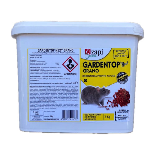 Esca rodenticida derattizzante per topi e ratti Zapi GARDENTOP Next Grano 5 Kg