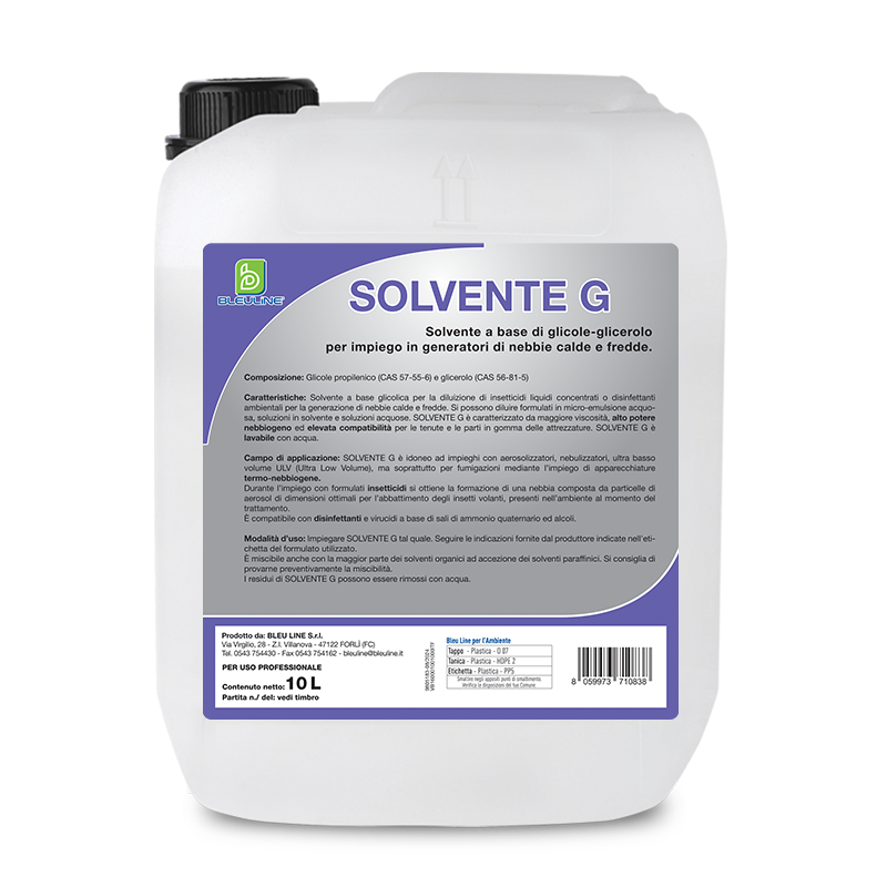 Solvente a base glicolica per insetticidi e termonebbiogeni Bleu Line Solvente G 10 litri